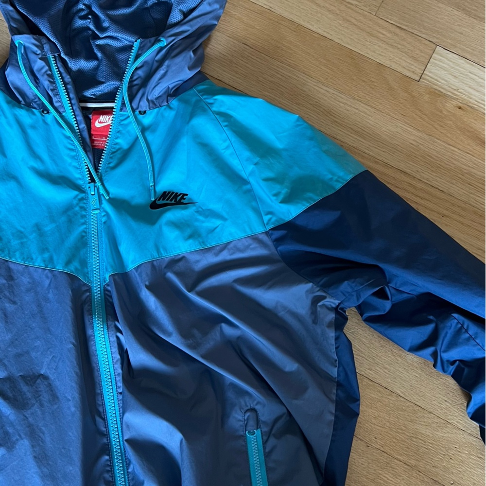 Nike blue color block windbreaker zip up jacket